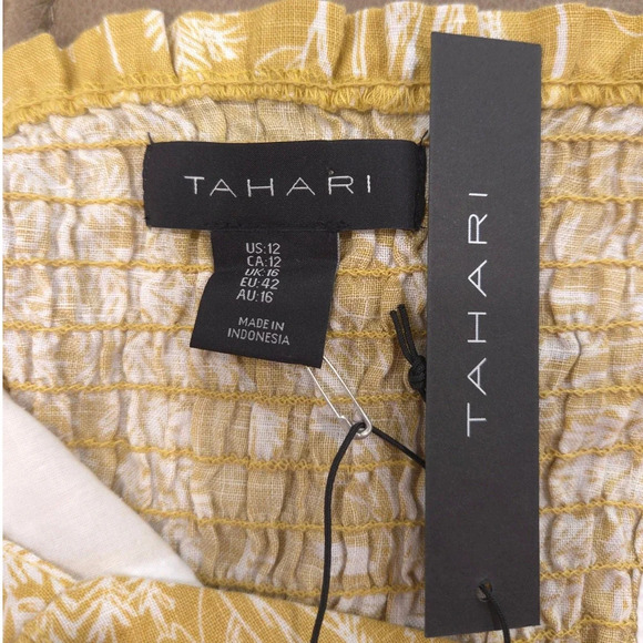 Nwt Tahari Garden Floral Fit Flare Linen Dress sz 12 - Picture 6 of 12